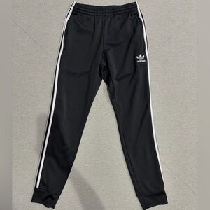 adidas Black Jogger Pants with White Side Stripes